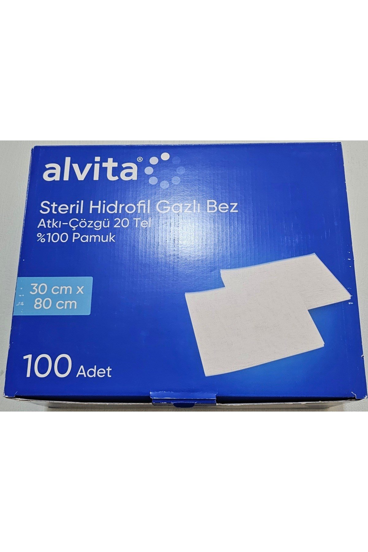 Steril Hidrofil Gazlı Bez 30x80 cm - 100 Adet (%100 Pamuk)