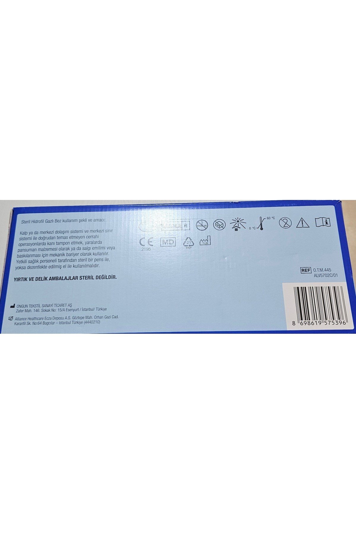 Steril Hidrofil Gazlı Bez 30x80 cm - 100 Adet (%100 Pamuk)