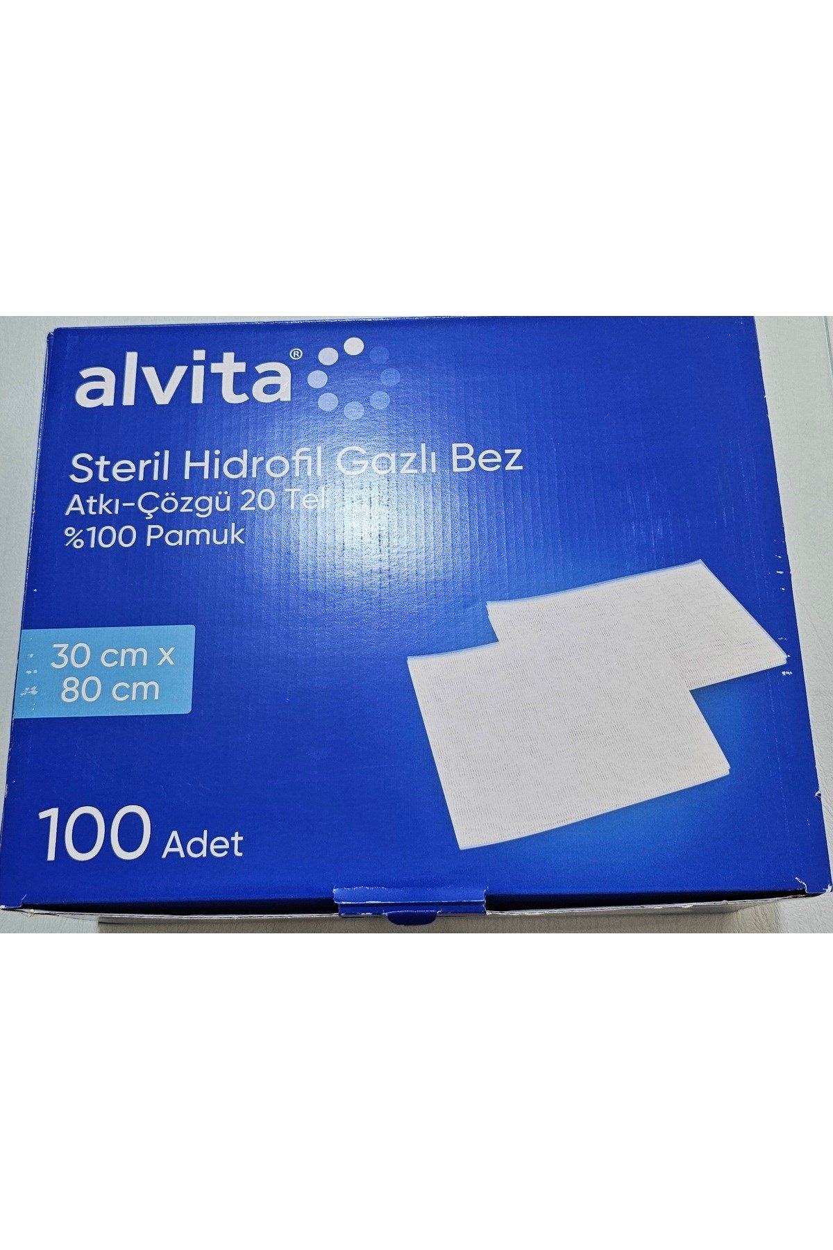 Steril Hidrofil Gazlı Bez 30x80 cm - 100 Adet (%100 Pamuk)