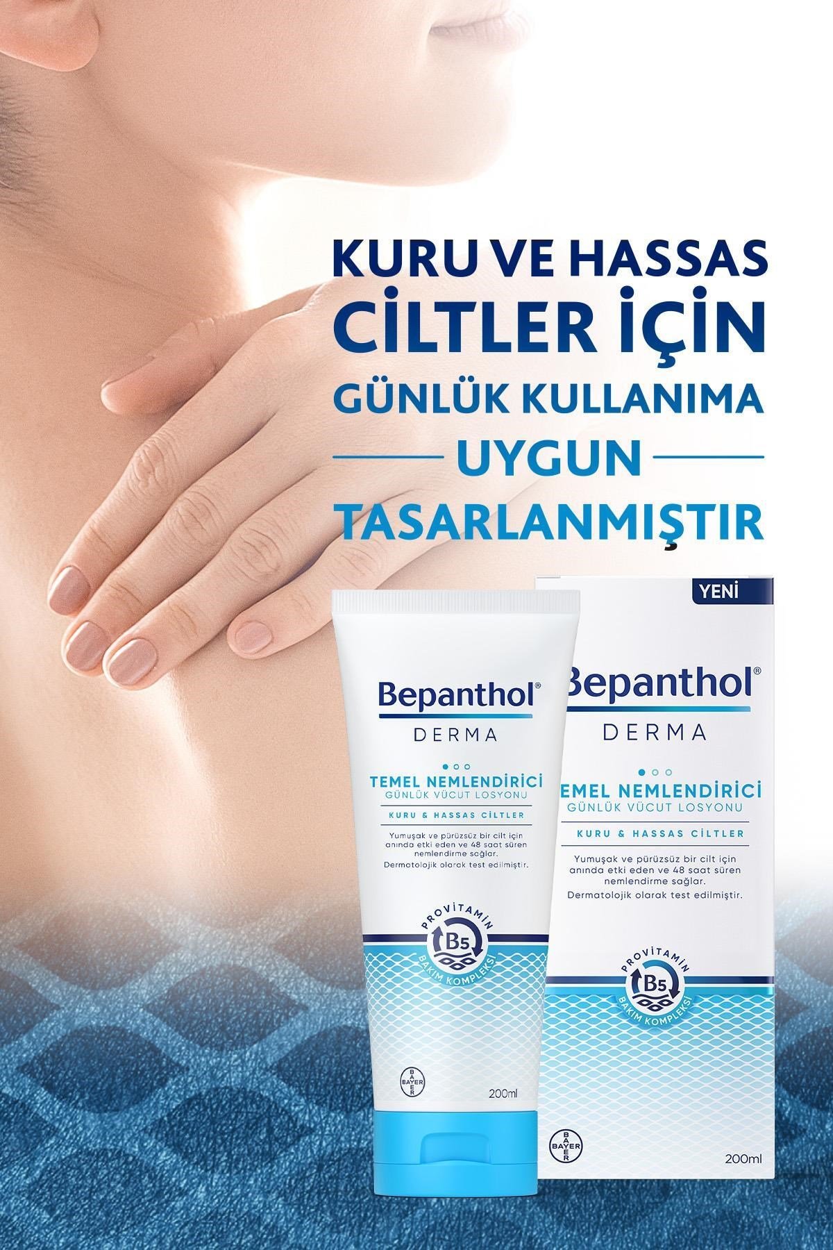 Temel Nemlendirici Günlük Vücut Bakım Losyonu 200ml Kuru, Hassas Ciltler, Günlük Yoğun Nemlendirici