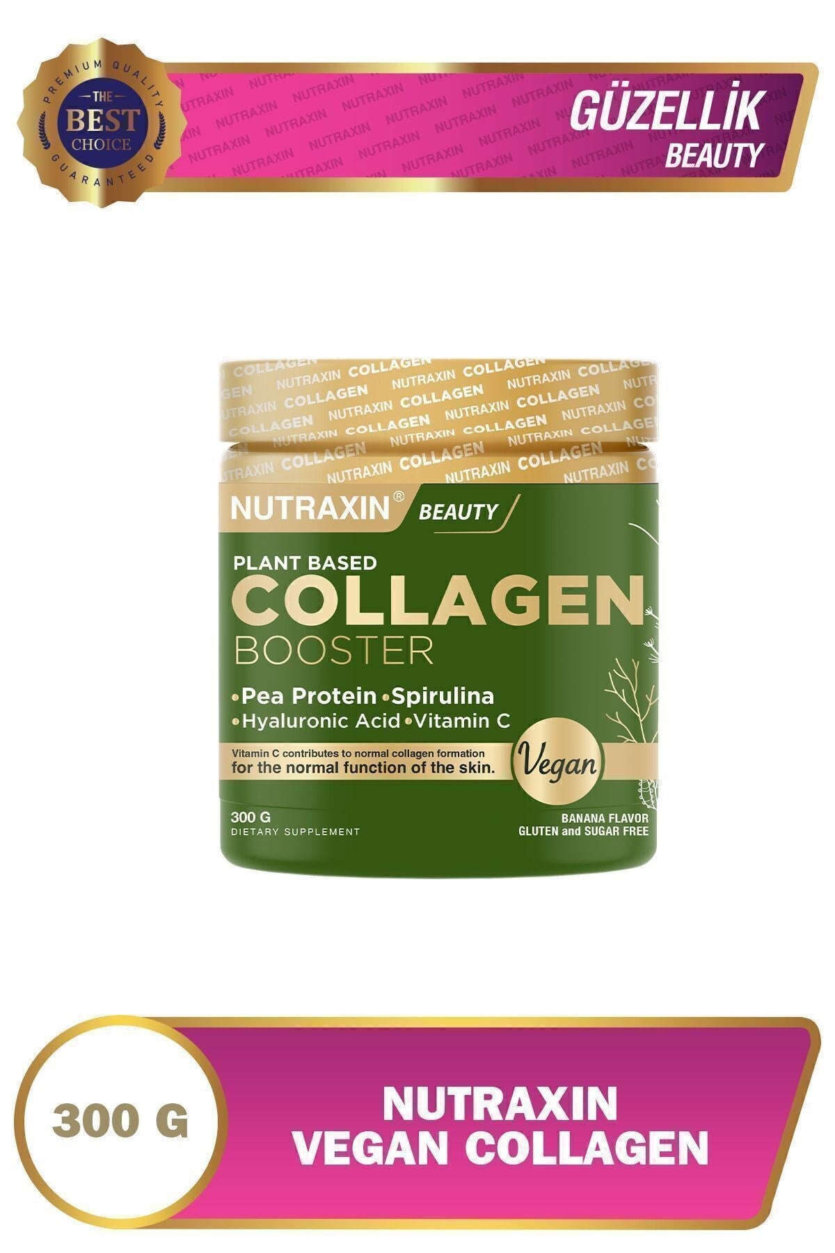 Vegan Protein Booster 300 Gr - Pea Protein, Spirulina, Vitamin C, Hyaluronik Asit Glutensiz