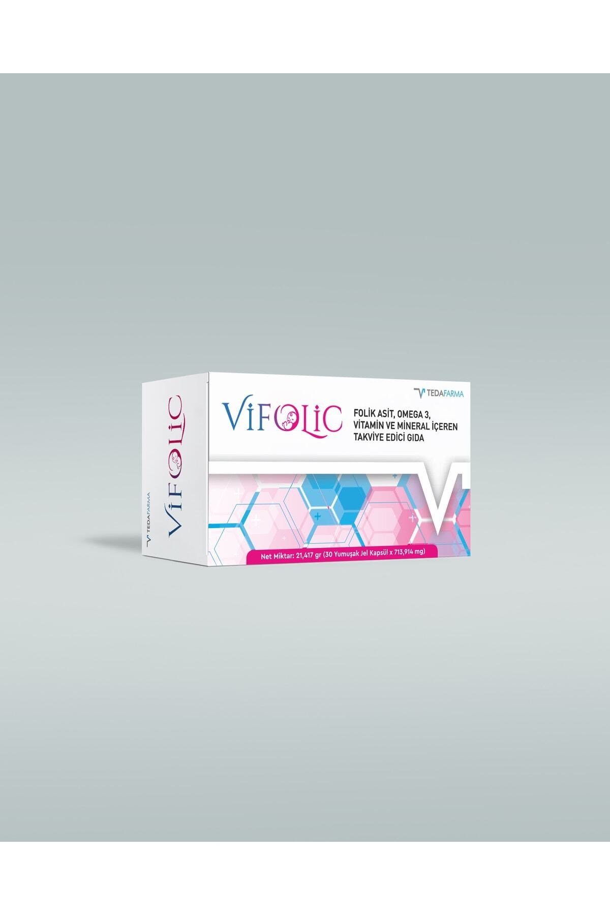 Vifolic Folik Asit, Omega 3, Vitamin Ve Mineral içeren Takviye Edici Gıda, 30 Soft Jel Kapsül