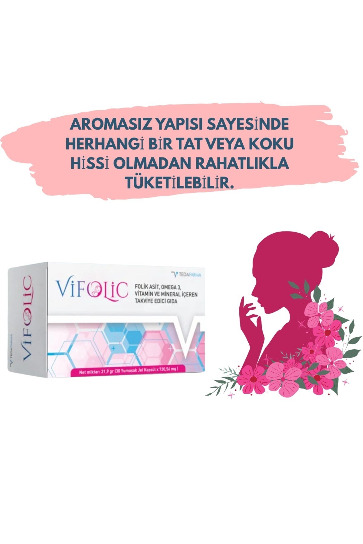 Vifolic - Folik Asit, Omega 3, Vitamin Ve Mineral Içeren Takviye Edici Gıda / 30 Yumuşak Jel Kapsül