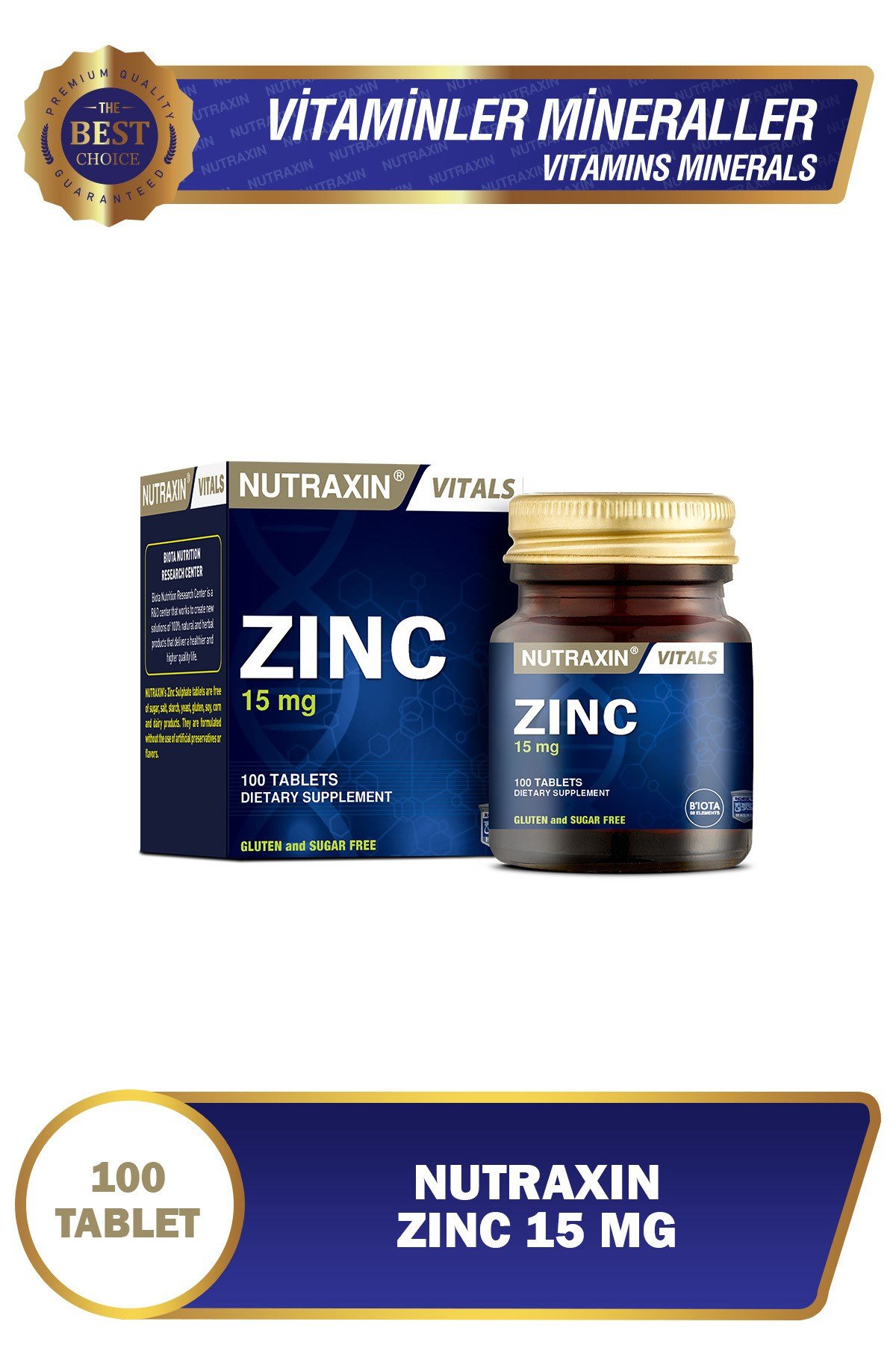 Zinc Sulphate 15 mg 100 Tablet | Çinko Sülfat
