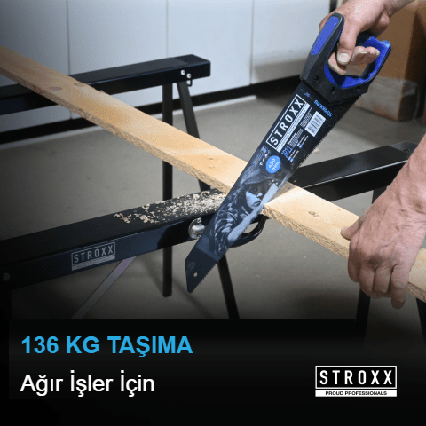 STROXX Çalışma Sehpası — Çelik çerçeve, katlanabilir, 136 kg