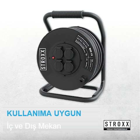 STROXX Kablo Makarası — IP44, H07RN-F, 40 m
