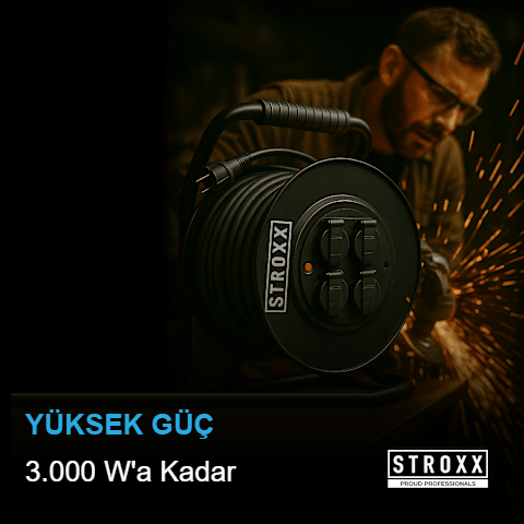 STROXX Kablo Makarası — IP44, H07RN-F, 40 m