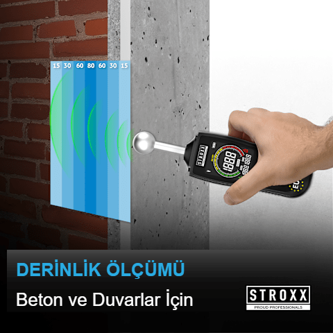 STROXX Nem Ölçer — 40 mm derinlik, hassasiyet ±2,5%