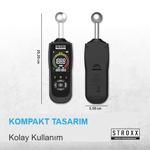 STROXX Nem Ölçer — 40 mm derinlik, hassasiyet ±2,5%
