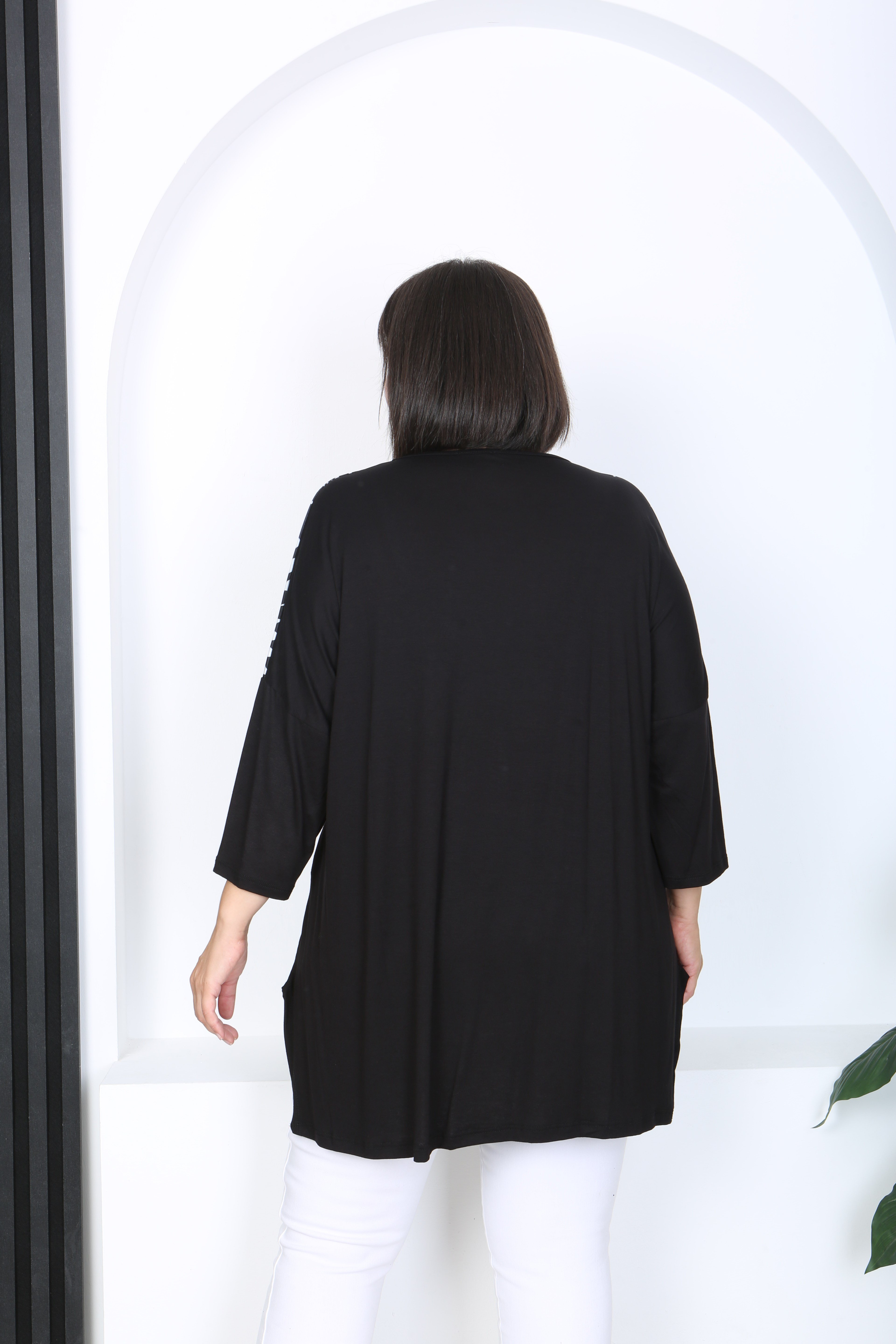 KADIN LİKRALI VİSKON V YAKA BÜYÜK BEDEN TUNİK