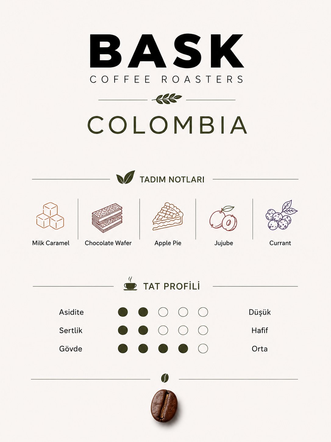 Bask Colombia Espresso Çekirdek Kahve 1000g