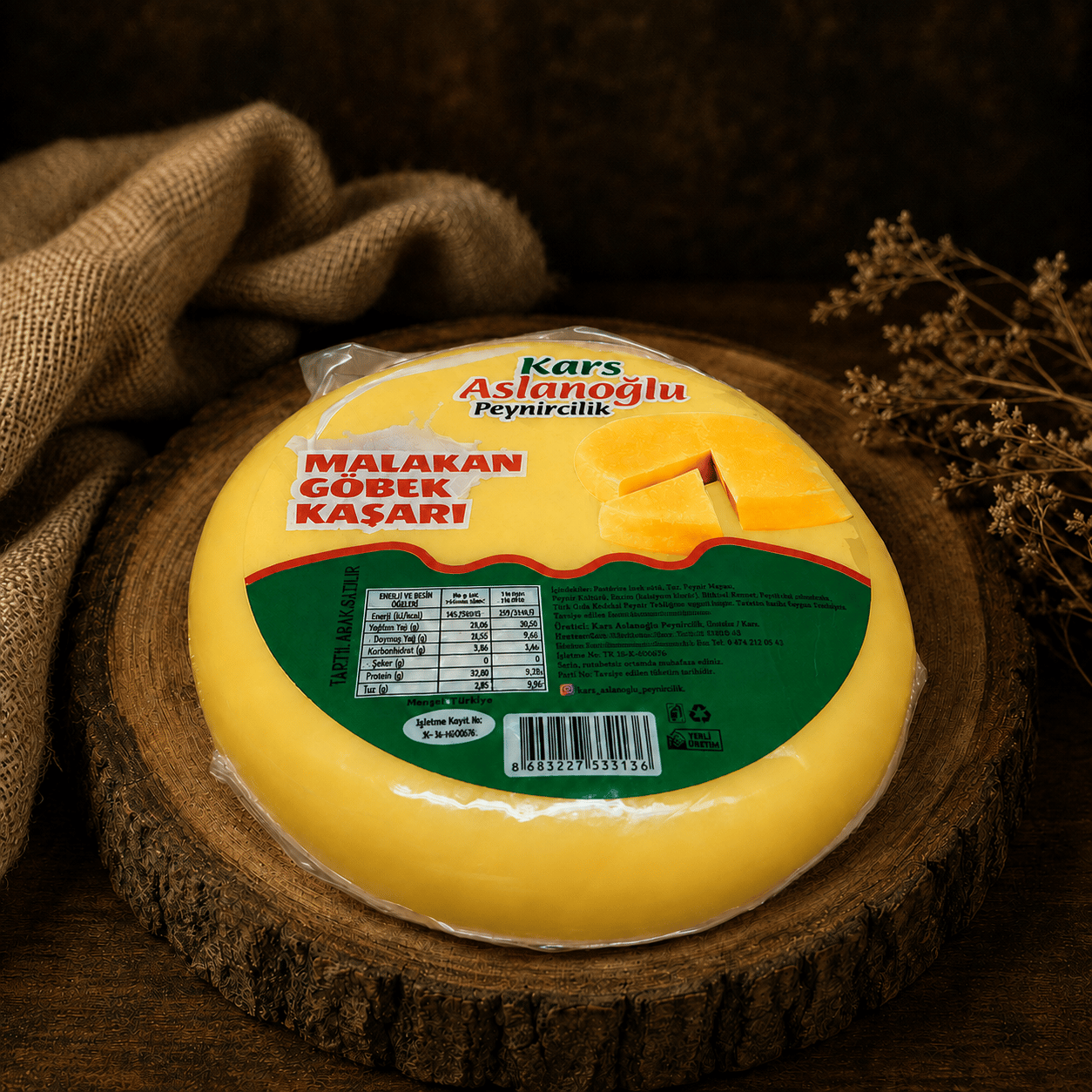 KARS MALAKAN GÖBEK KAŞAR PEYNİRİ ŞİRDEN MAYALI 500 GR