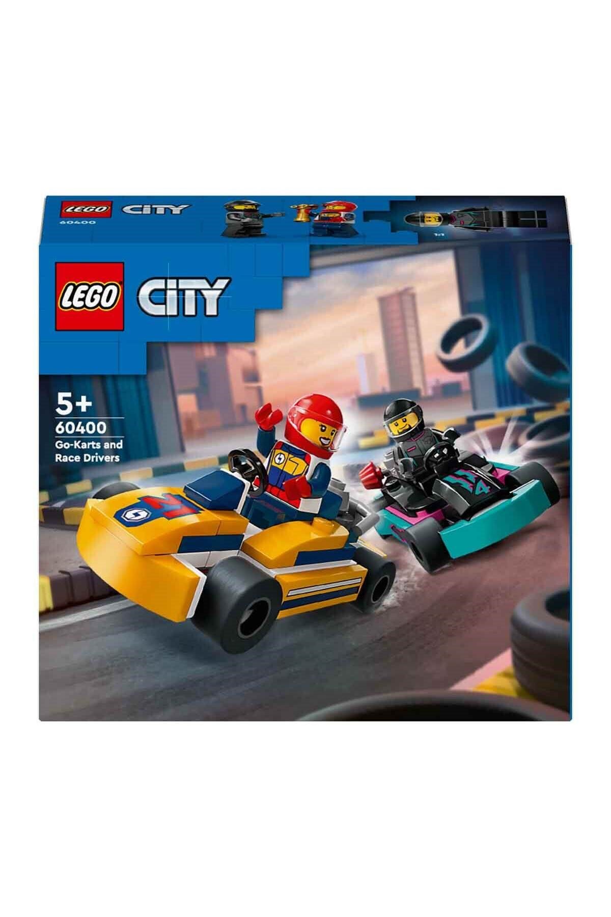 ® City Go-Kartlar ve Yarış Sürücüleri 60400 - 5 Yaş ve Üzeri için Yarışçı Minifigü