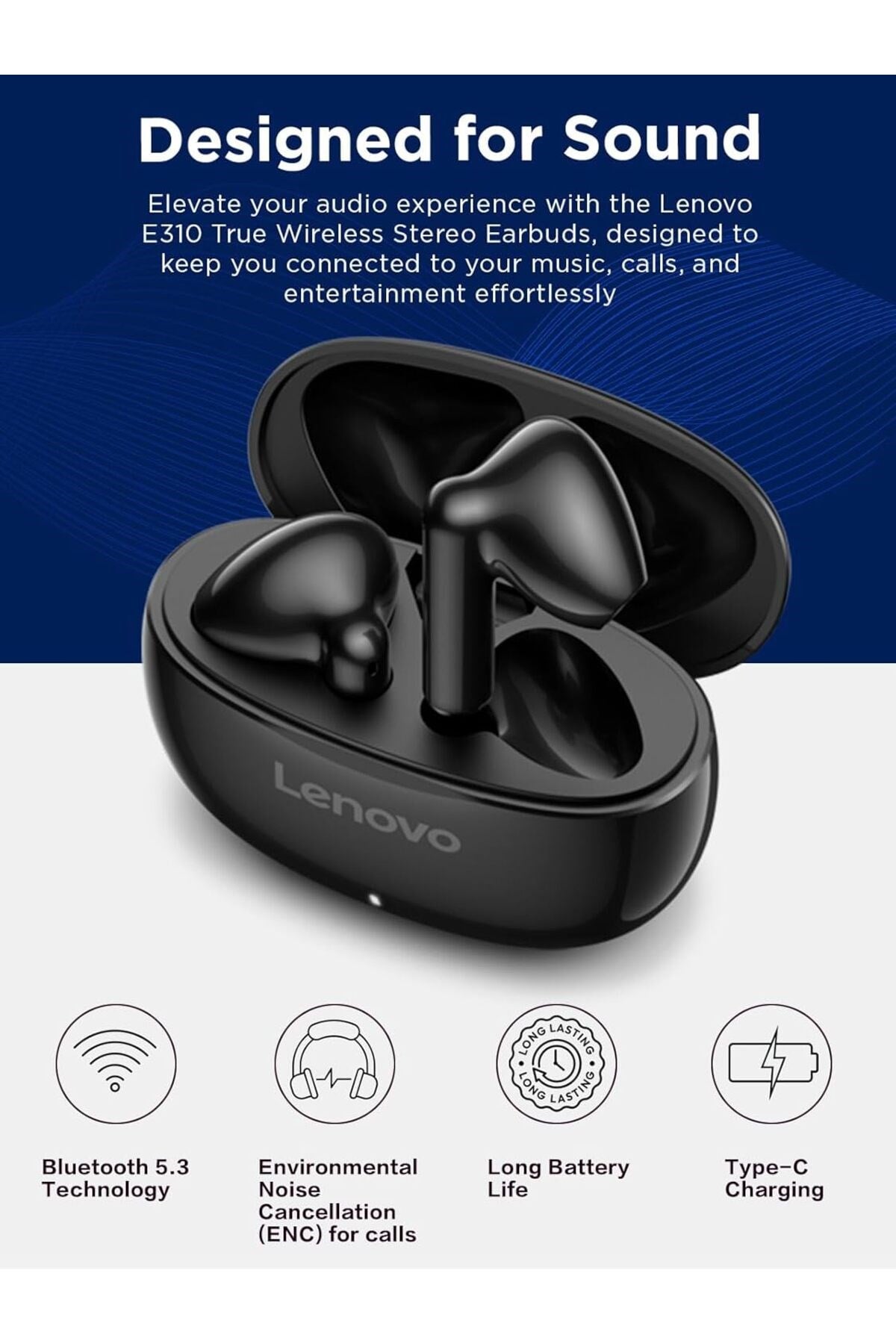 E310 True Wireless Stereo Earbuds standalone - Black