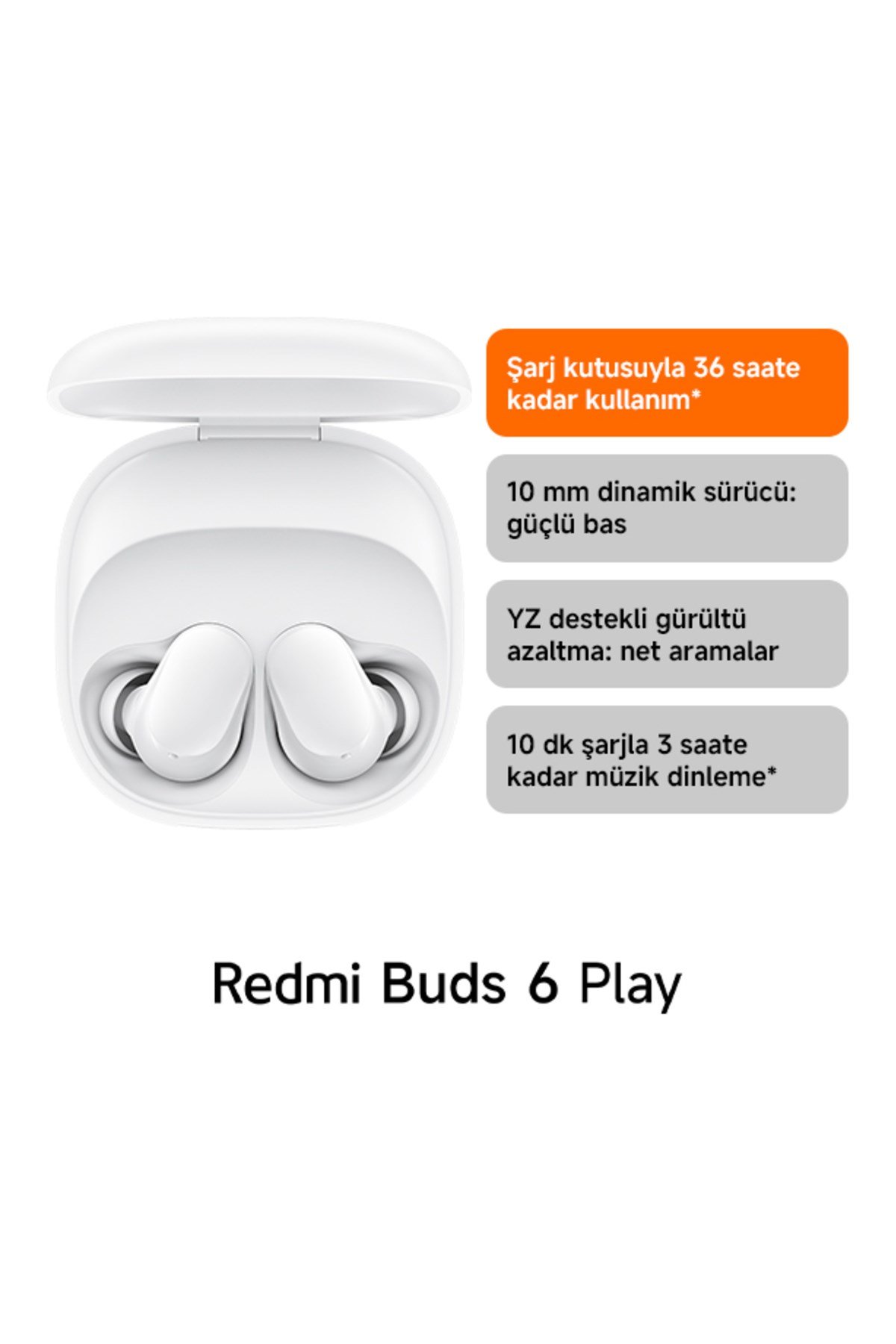 Redmi Buds 6 Play Mavi Kulakiçi Kulaklık- Gürültü Engelleme BT 5.4 TWS (Xiaomi TR Garantili)