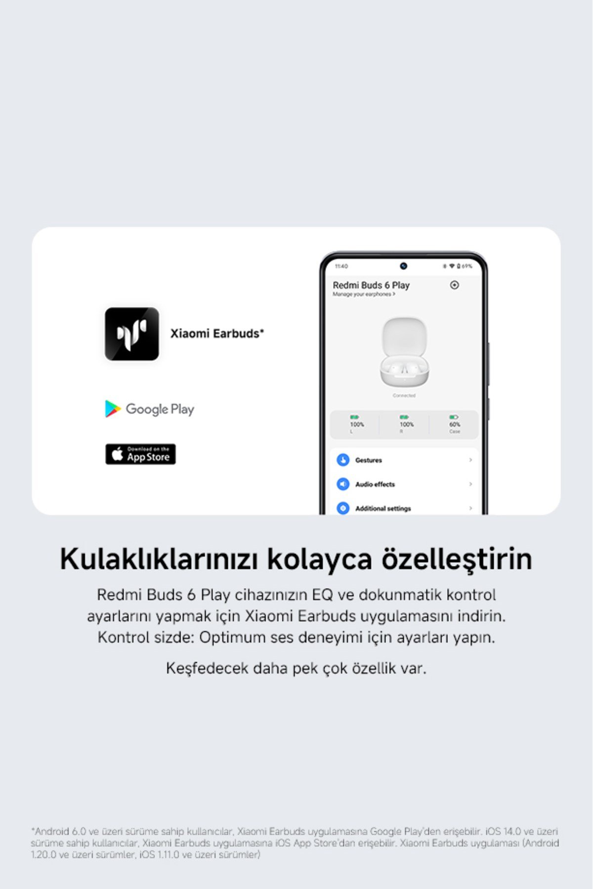 Redmi Buds 6 Play Mavi Kulakiçi Kulaklık- Gürültü Engelleme BT 5.4 TWS (Xiaomi TR Garantili)