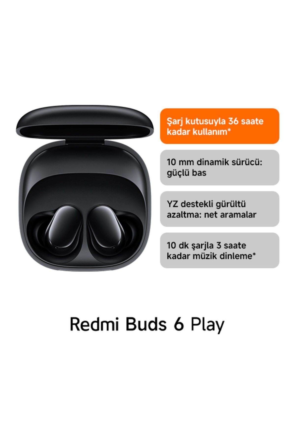 Redmi Buds 6 Play Mavi Kulakiçi Kulaklık- Gürültü Engelleme BT 5.4 TWS (Xiaomi TR Garantili)