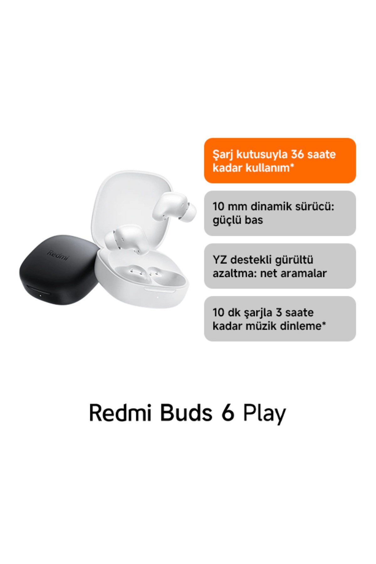 Redmi Buds 6 Play Mavi Kulakiçi Kulaklık- Gürültü Engelleme BT 5.4 TWS (Xiaomi TR Garantili)