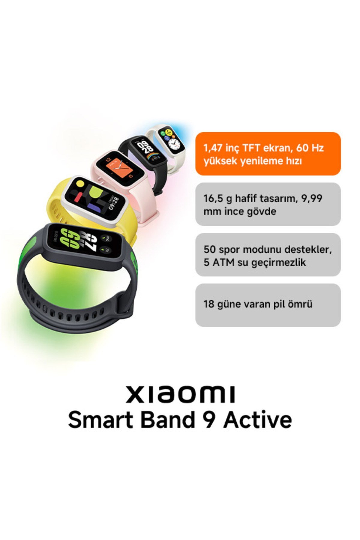 Smart Band 9 Active Bej Akıllı Bileklik (Xiaomi Türkiye Garantili)