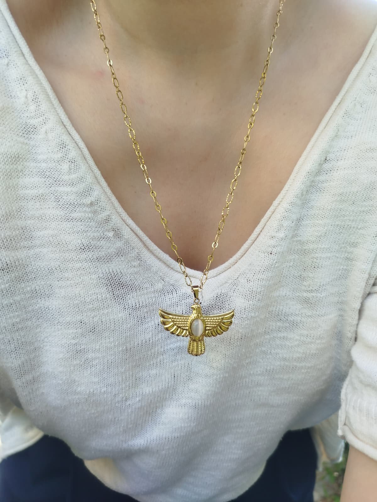 Çelik Gold Anka Kuşu Kolye