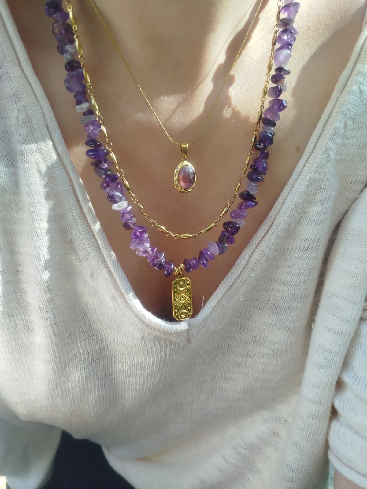 Çelik Mor Taşlı Ve Gözlü Set 