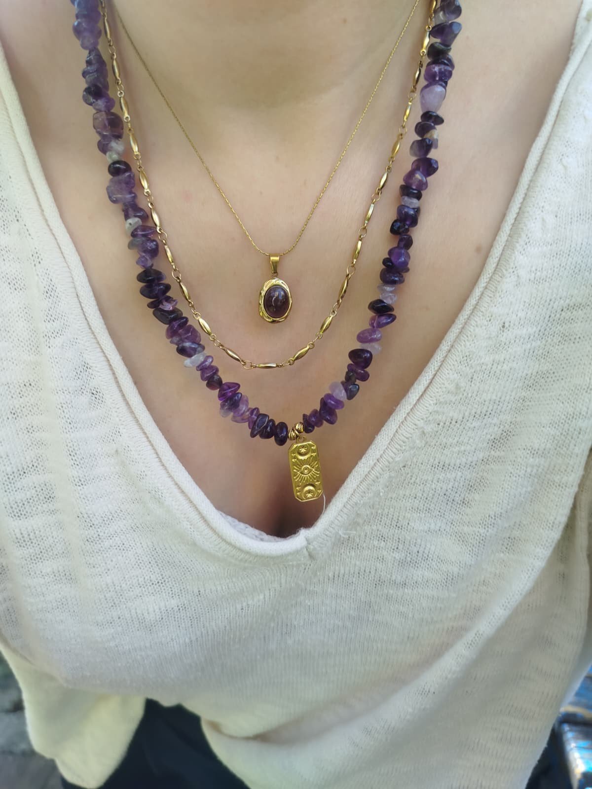 Çelik Mor Taşlı Ve Gözlü Set 