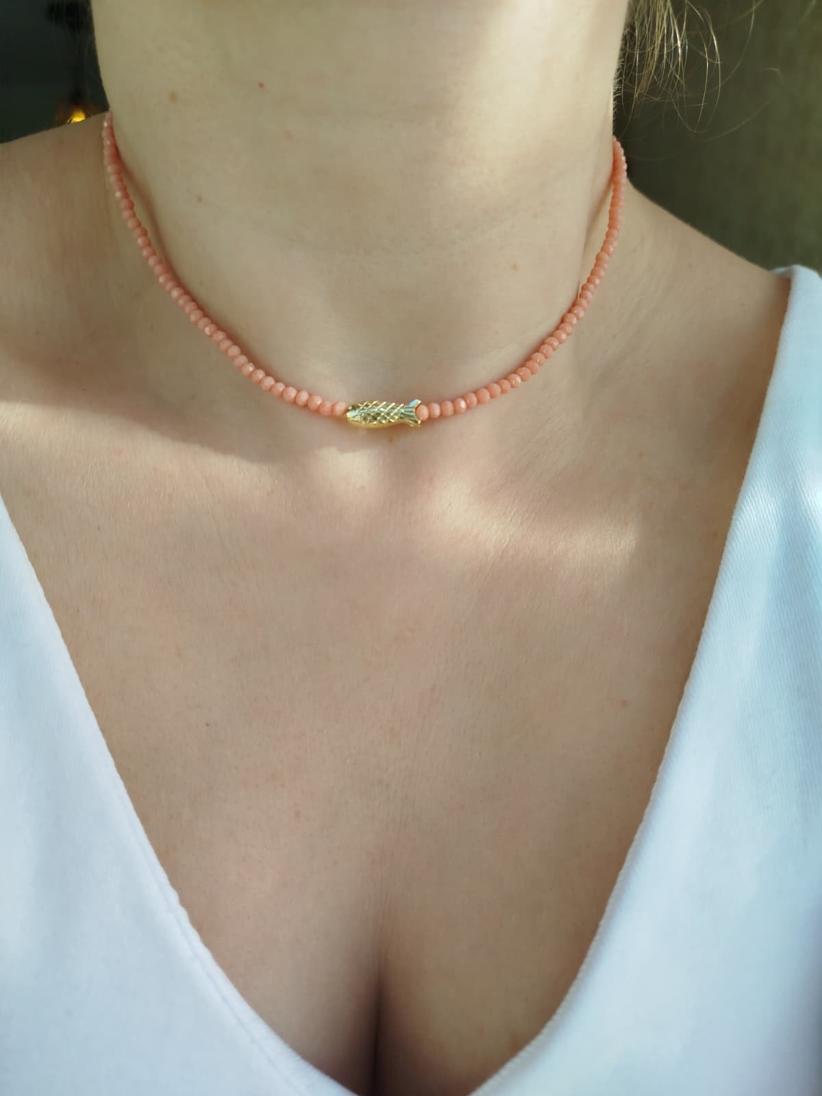 Choker Model Pembe Balıklı Kolye