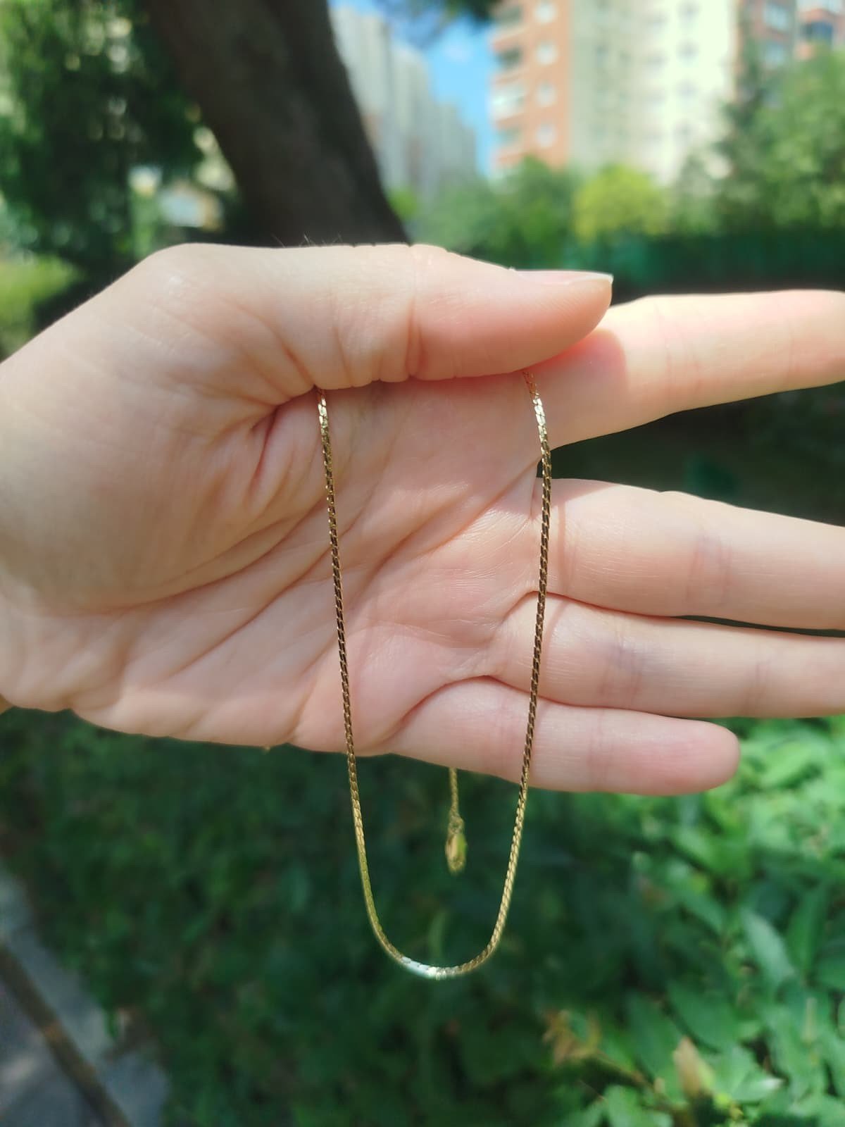 Gold İnce Yılan Zincir 50 Cm