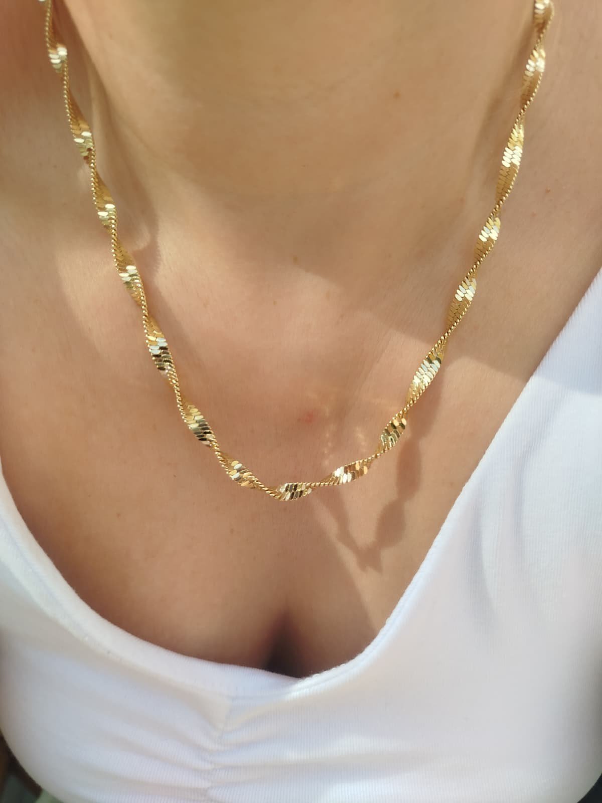 Gold Kalın Singapur Zincir