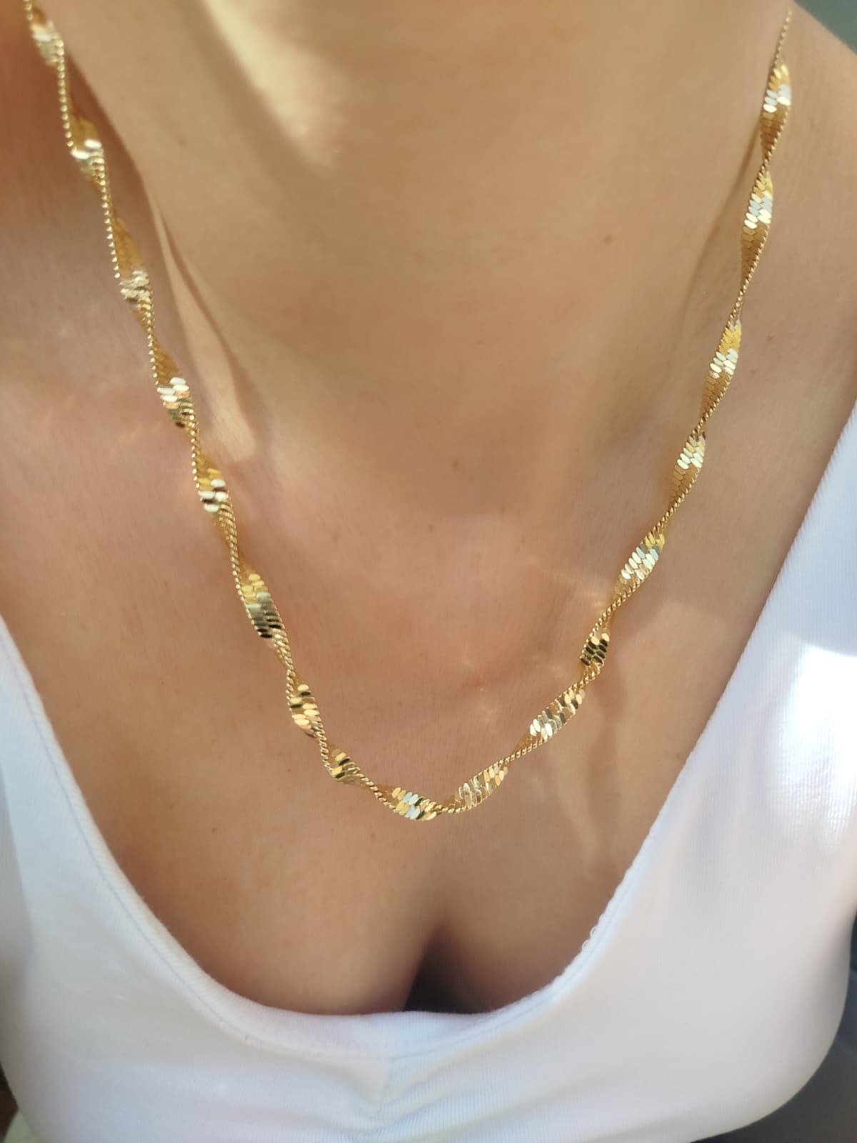 Gold Kalın Singapur Zincir