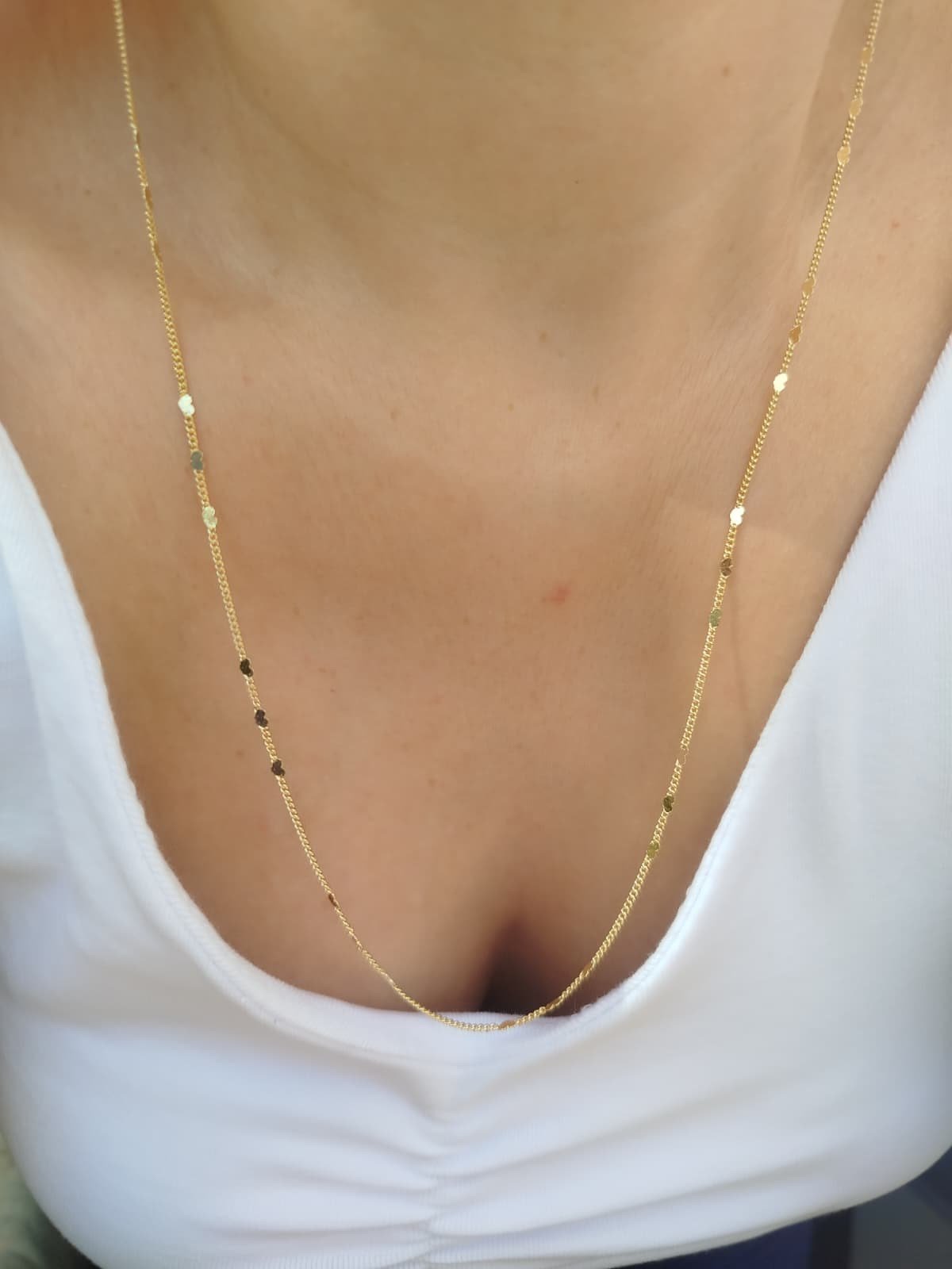 Gold Kalpli Pullu Kolye 60 Cm