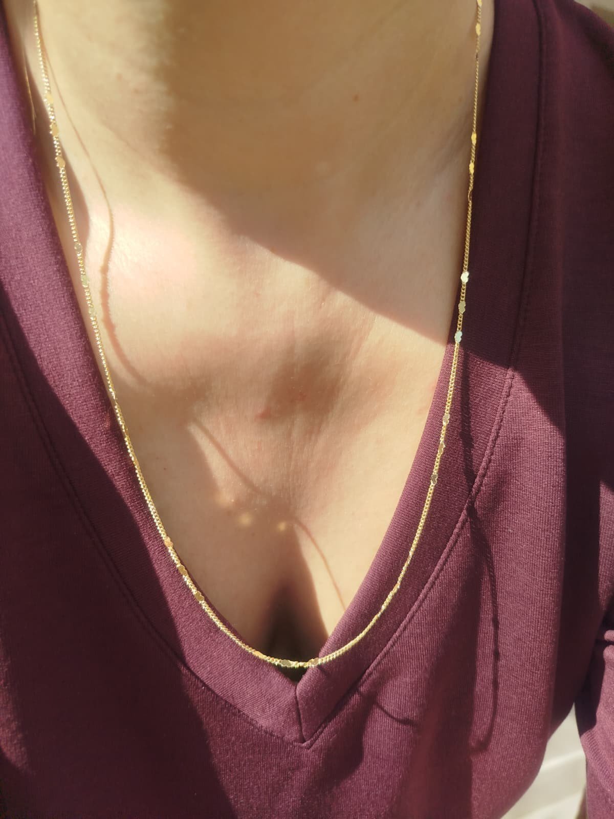 Gold Kalpli Pullu Kolye 60 Cm