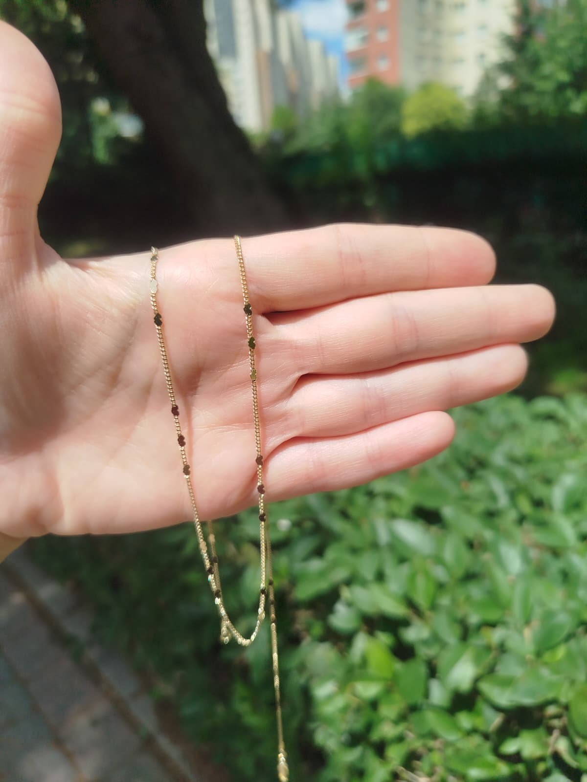 Gold Kalpli Pullu Kolye 60 Cm