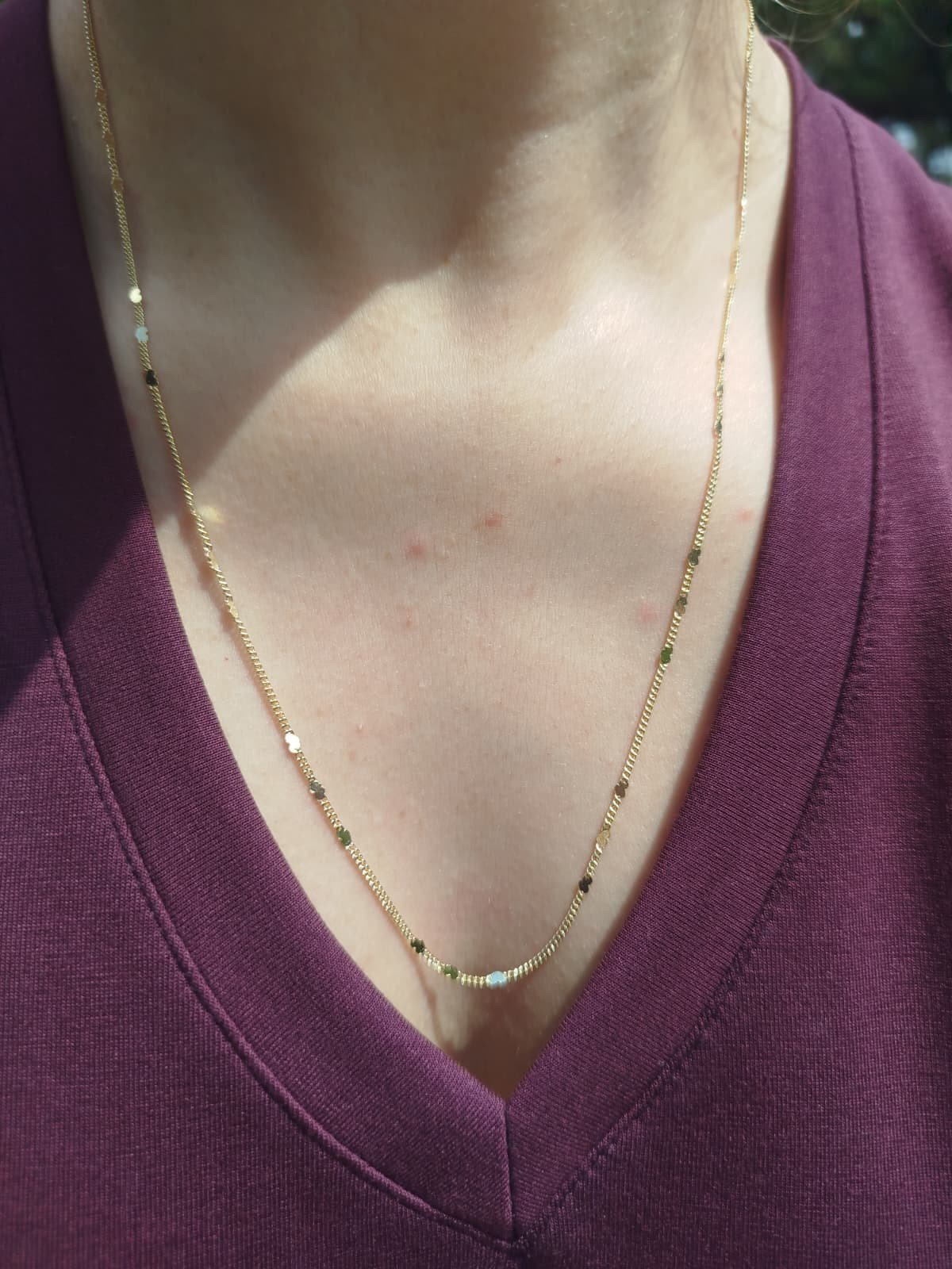 Gold Kalpli Pullu Kolye 60 Cm