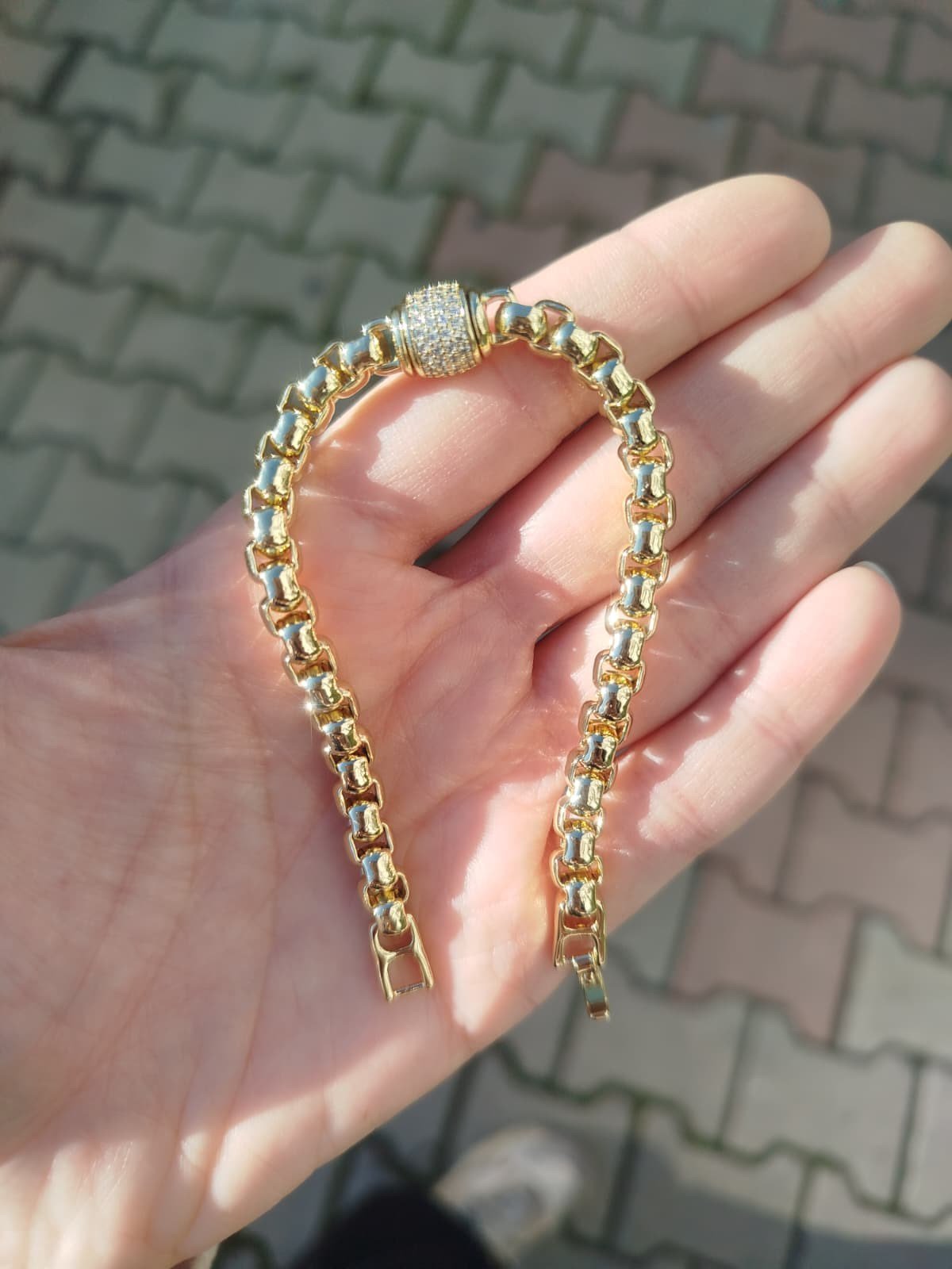 Taşlı Gold Bileklik