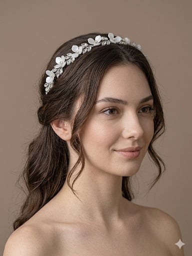 ÇİÇEK DETAYLI ZARİF GELİN TACI
