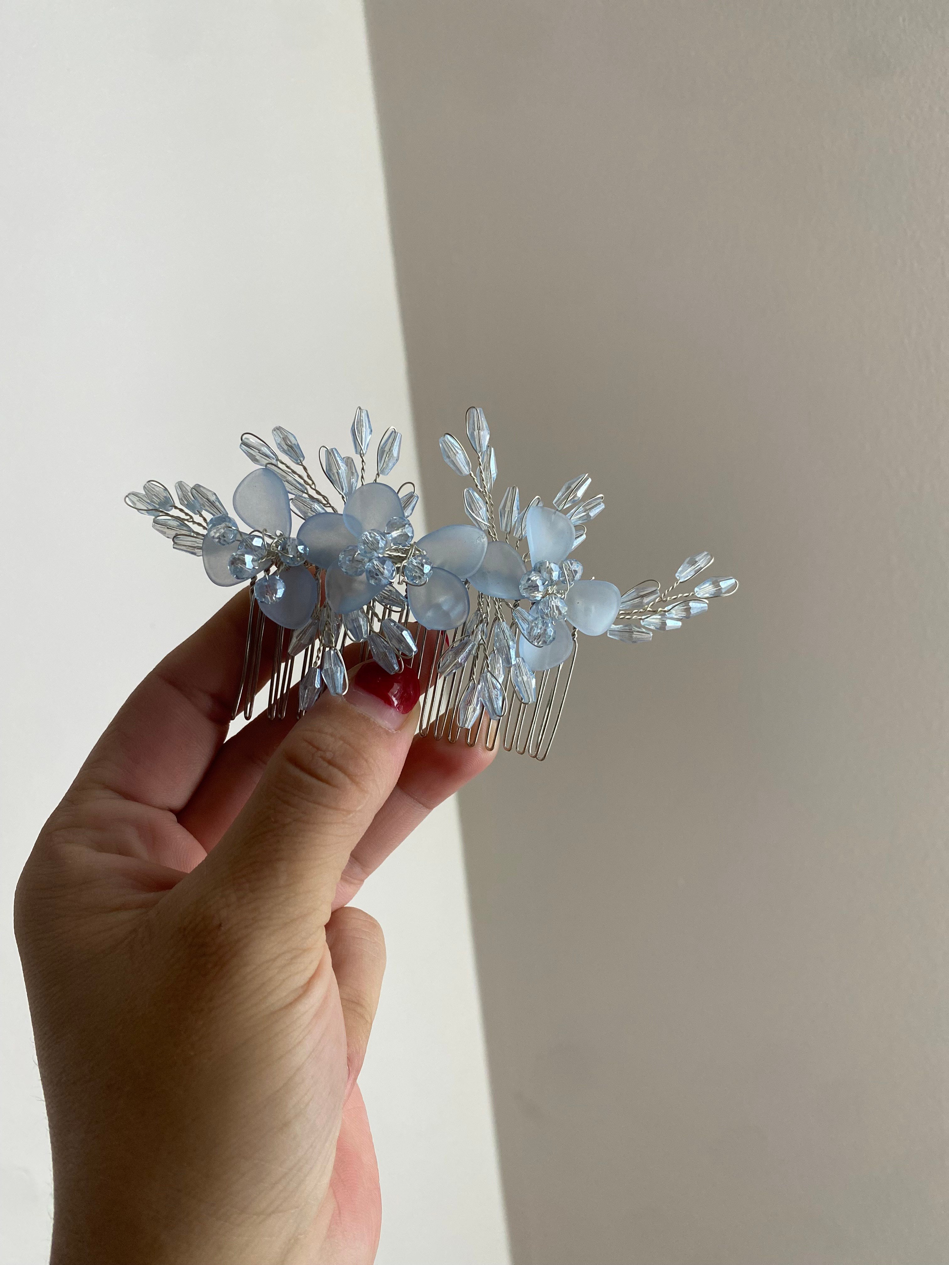 ÇİÇEKLİ NİŞAN SAÇ TOKASI-BEBEK MAVİSİ GİZEM ACCESSORY