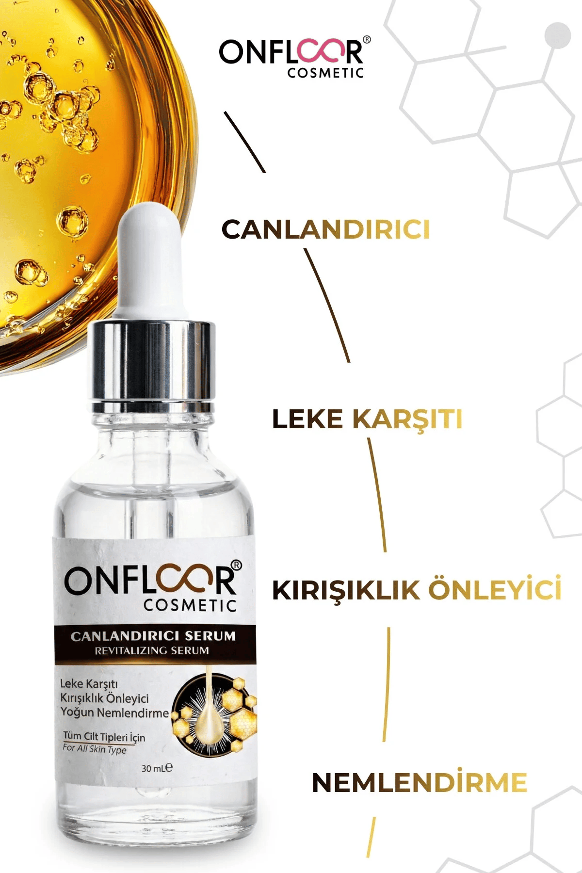 Cilt Sıkılaştırıcı, Kırışıklık Karşıtı , Gözenek Görünümü Azaltıcı ve Yoğun Nemlendirici Serum 30 ml