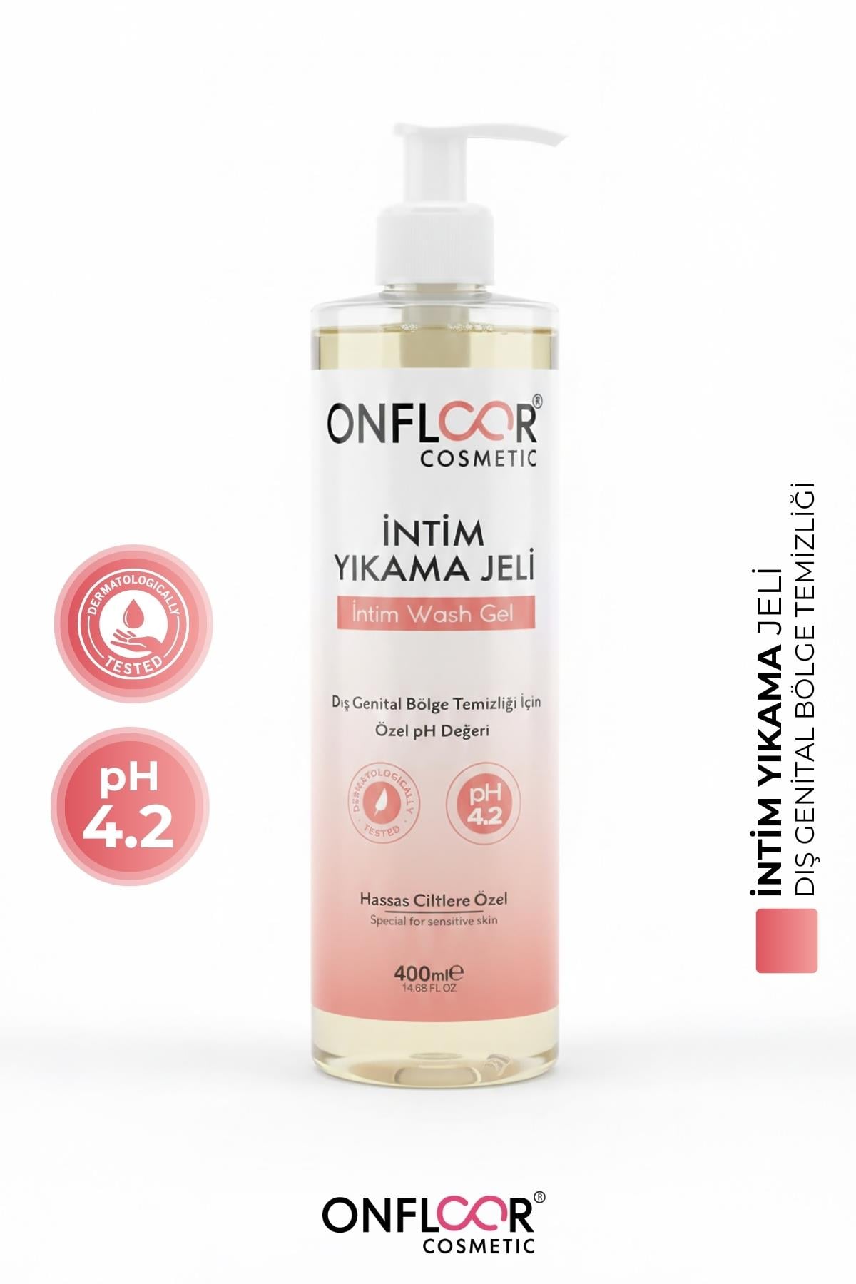 ONFLOOR İstenmeyen koku, ve Hassasiyet Karşıtı Bakım | Gün Boyu Ferahlık ve Özgüven | İntim Bakım Jeli pH 4.2 250 ml -