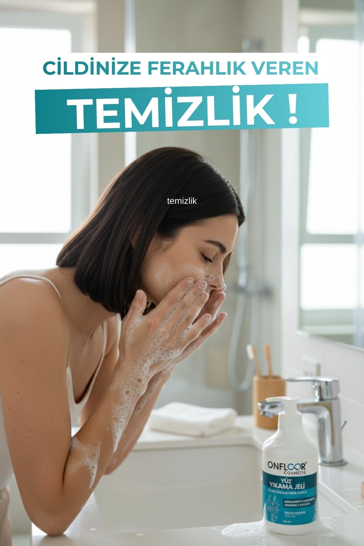 ONFLOOR Makyaj Temizleyici, Gözenek Arındırıcı ve Akne Eğilimli Ciltler İçin Yüz Temizleme Jeli 250 ml