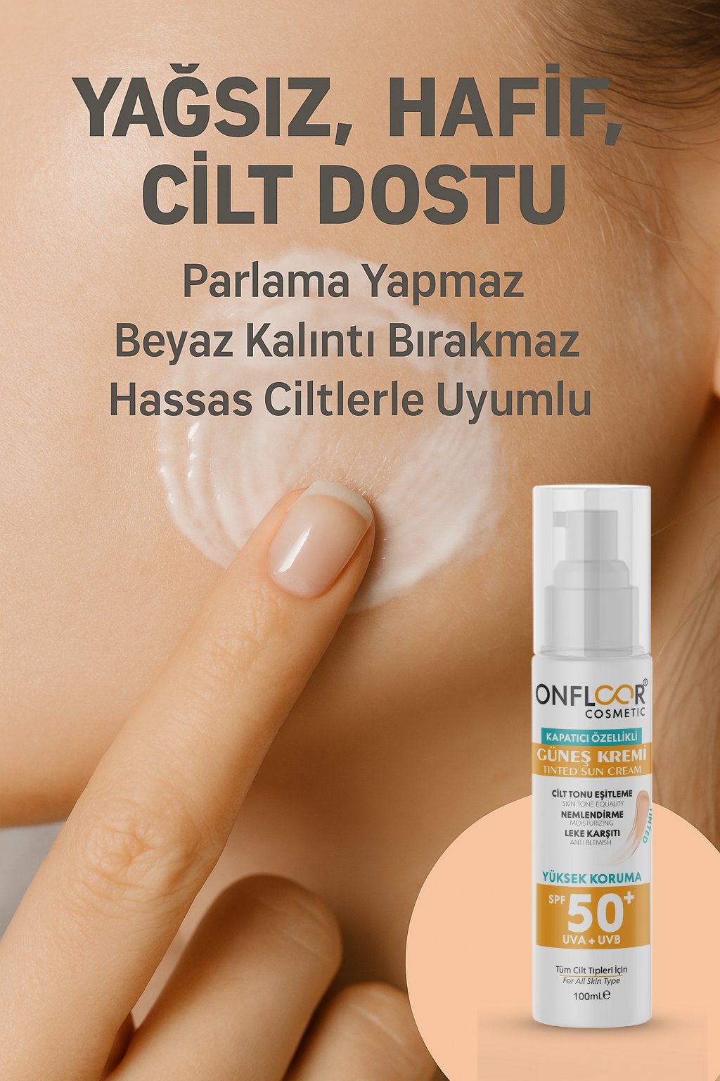 ONFLOOR SPF 50+ Güneş Kremi 100 ml | leke Karşıtı Bakım, Nemlendirme, Doğal Kapatıcılık ve Ton Eşitleyici Etki