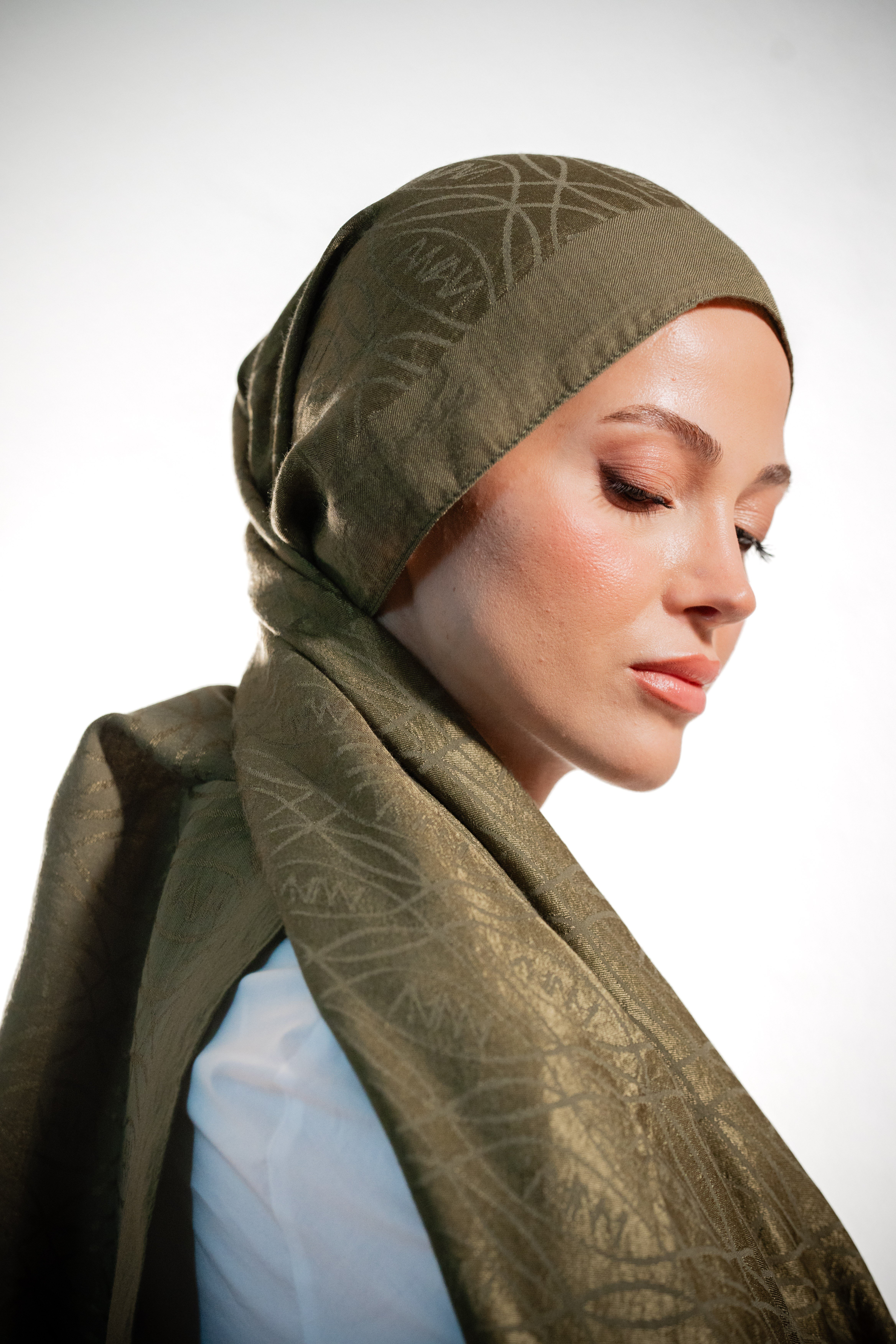 Nawa Okyanus Desenli Haki Naia Pamuk Şal