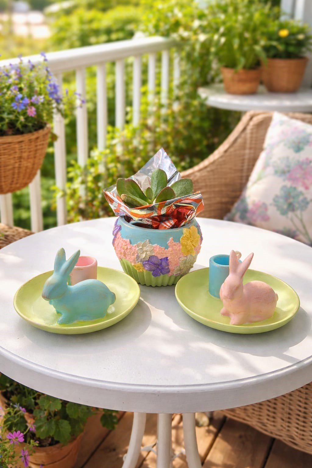 2 Mumluk 1 Sukulent Saksı - Polyester Takım