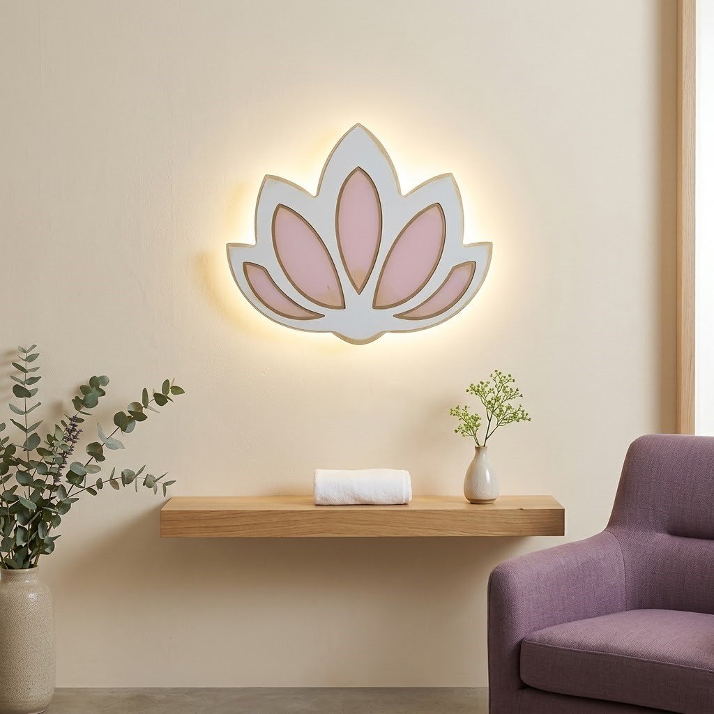 Ahşap Pano Lotus Çiçeği
