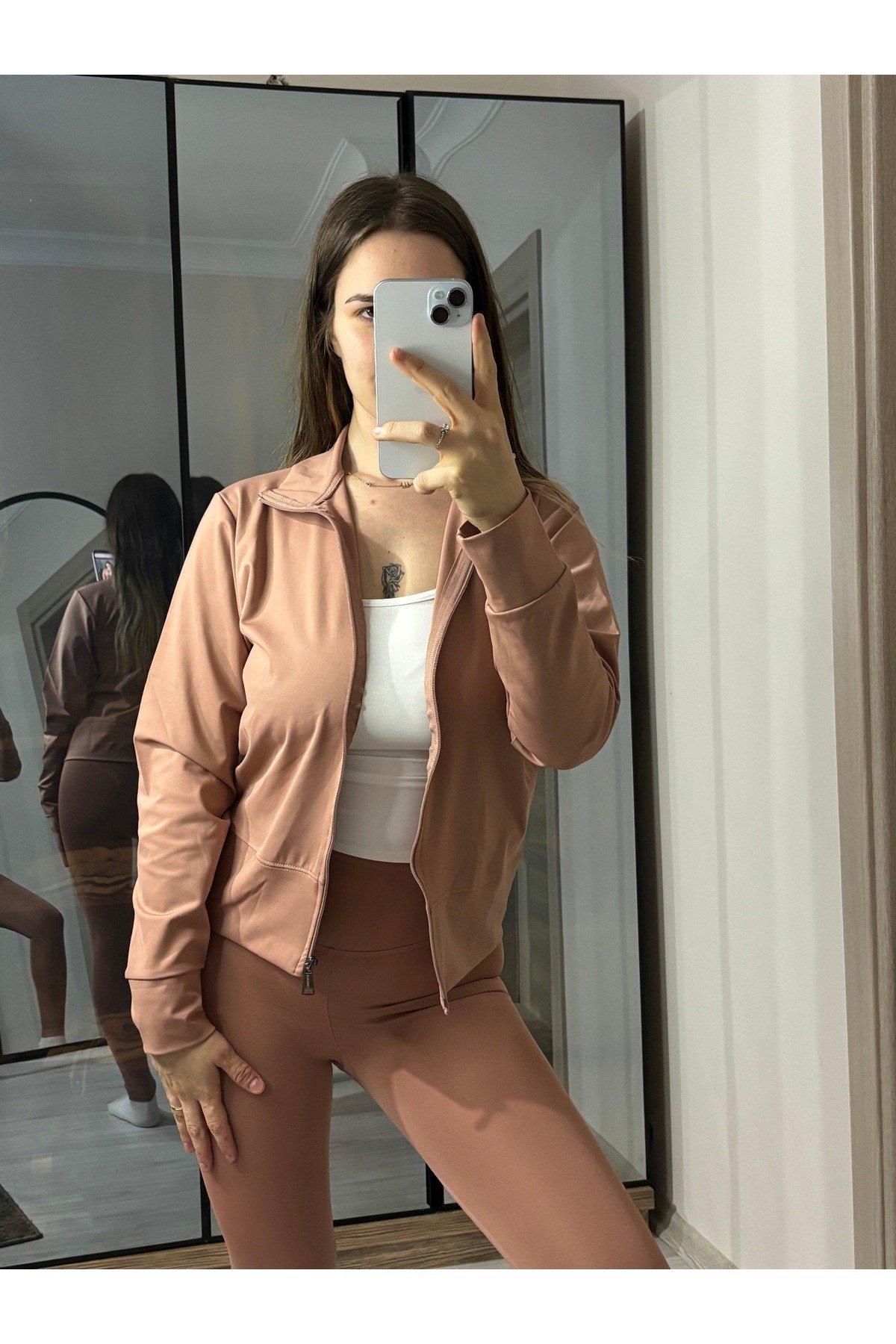 Gül Kurusu Toparlayıcı Taytlı Takım