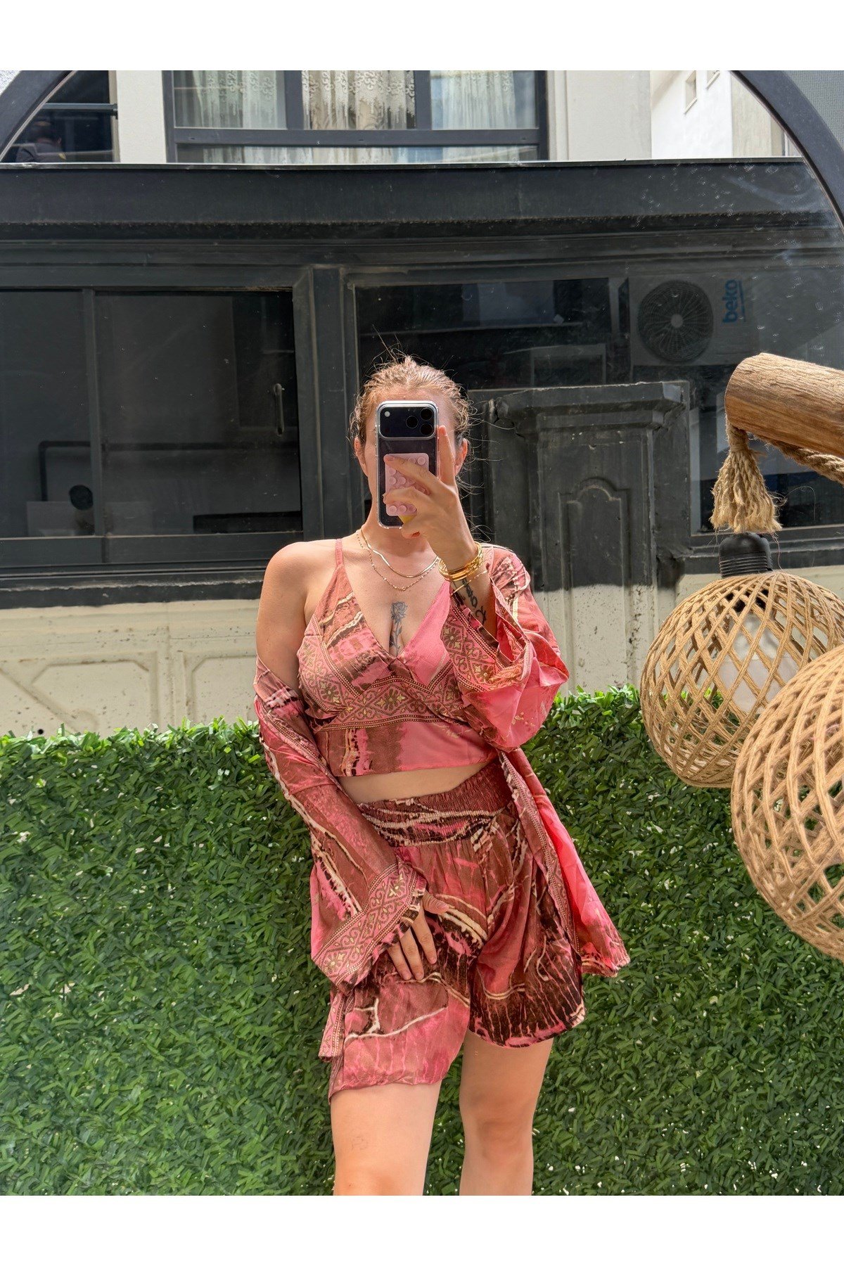 İthal Etnik Desen Üçlü Kimono Takım (36-46 BEDEN UYUMLU STANDART BEDENDİR)