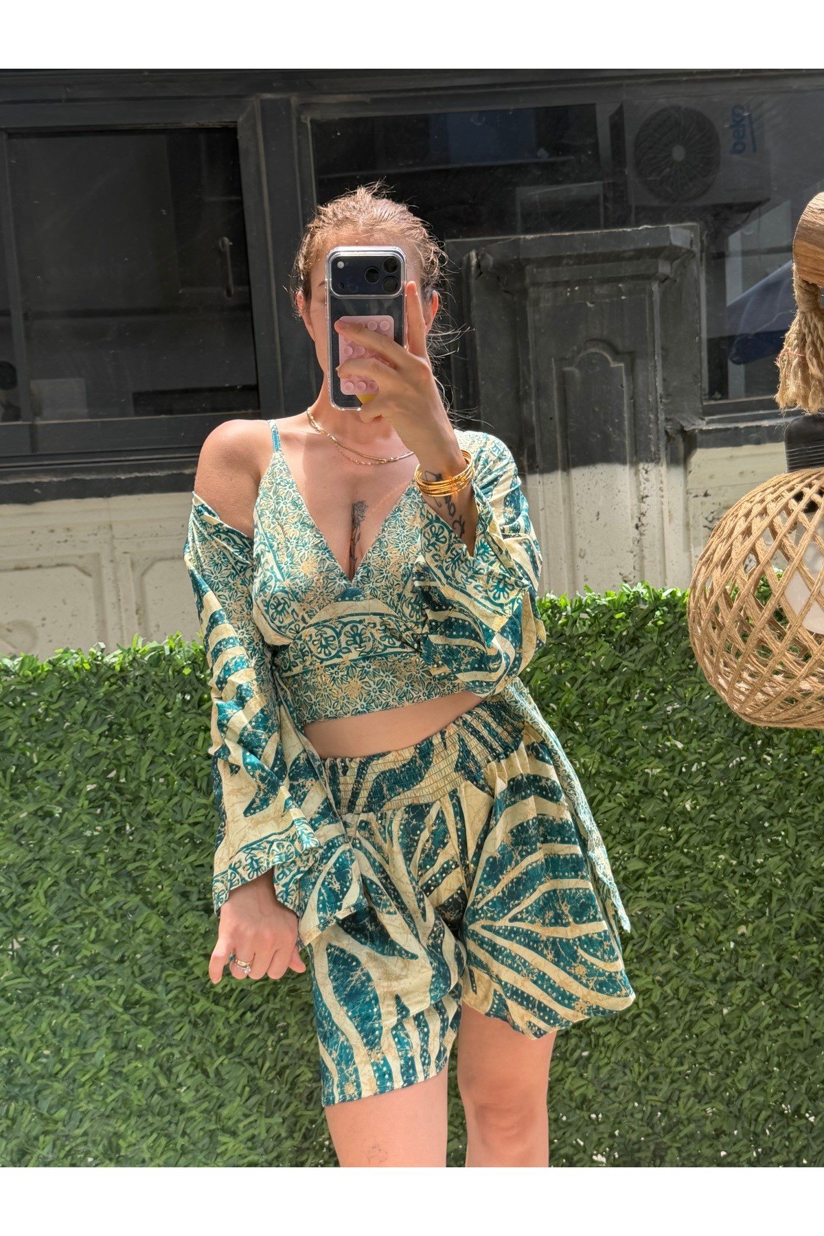 İthal Etnik Desen Üçlü Kimono Takım (36-46 BEDEN UYUMLU STANDART BEDENDİR)