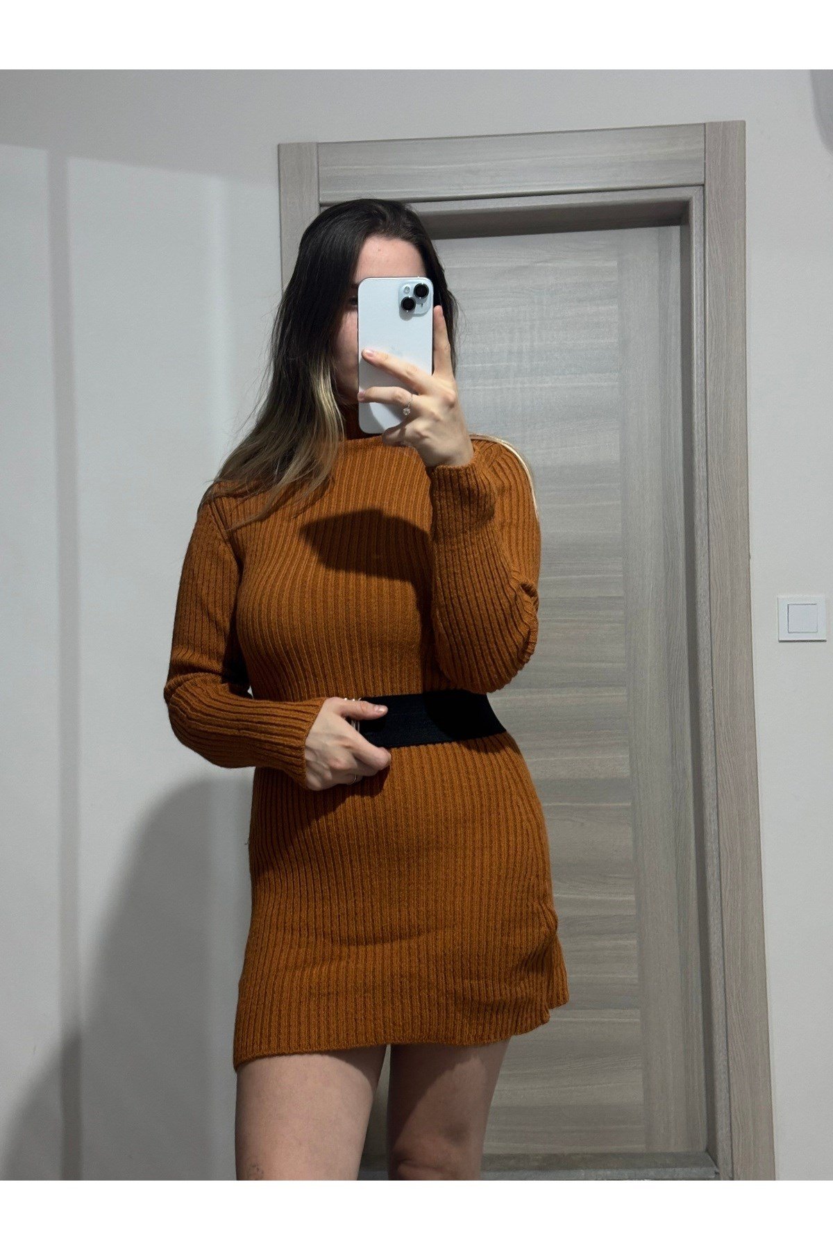 Triko Balıkçı Yaka Çan Elbise