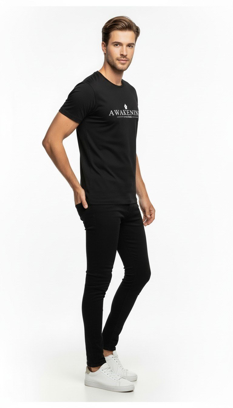 Awakening Minimal Baskı Detaylı Erkek Günlük T-Shirt