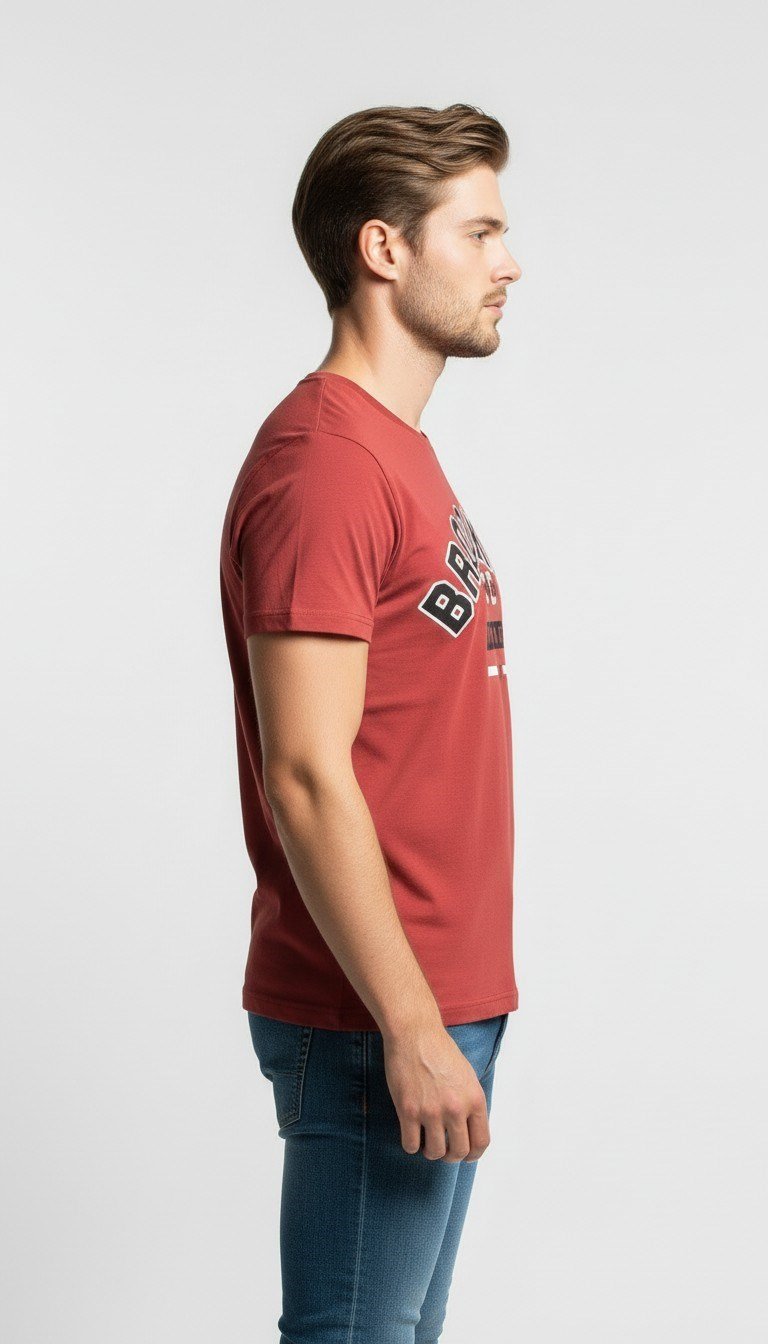 Brooklyn Vintage Baskılı Erkek Günlük T-Shirt Spor Kesim